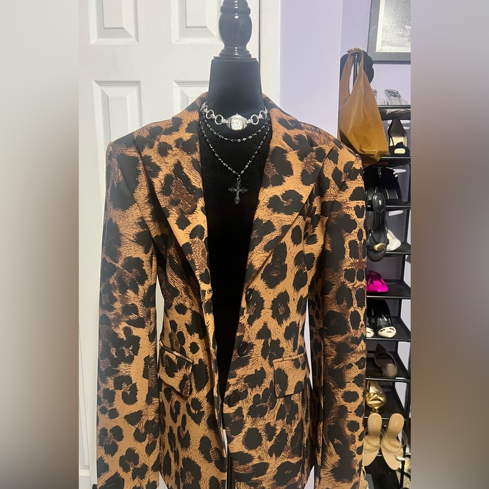 Naked Wardrobe Animal Print Blazer